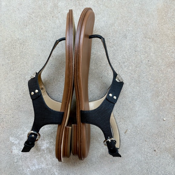 Michael Michael Kors MK Plate Women Size 9.5 Black Slingback Thong Sandals - Picture 4 of 6